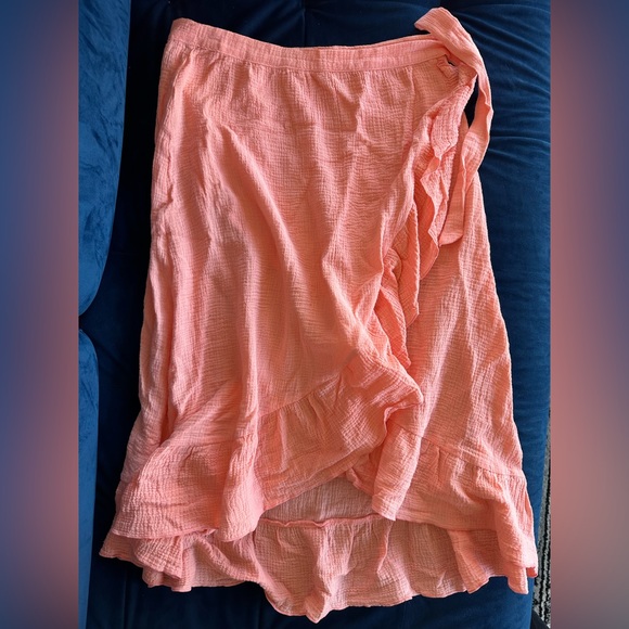 EBERJEY Nomad Roxanna ruffled cotton gauze wrap skirt swim coverup size S/M - Picture 5 of 5